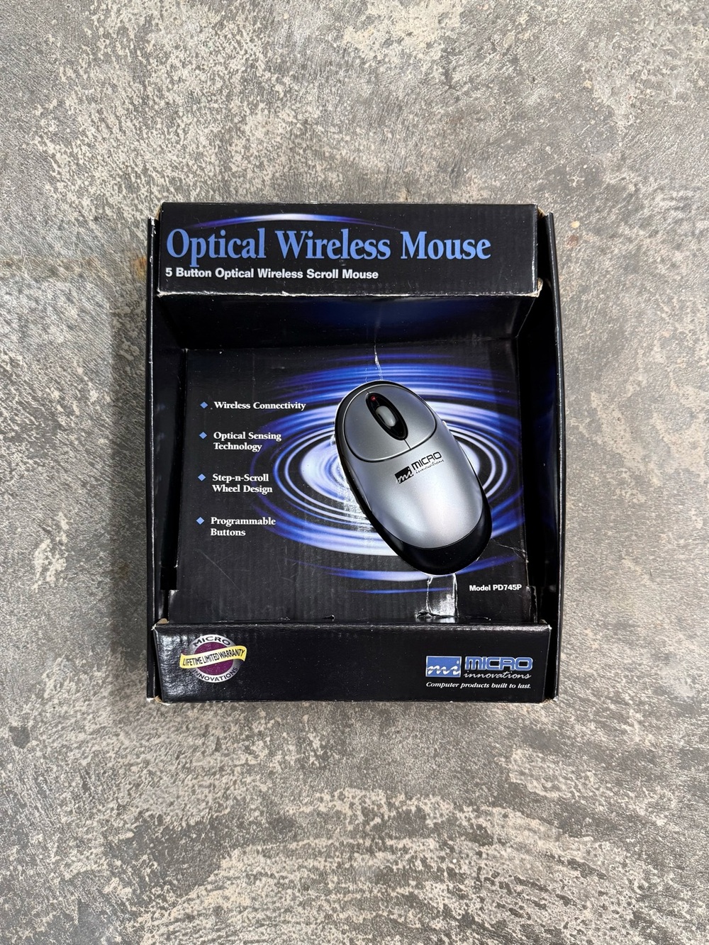 NOS Micro Innovations PD745P Optical Wireless Mouse Windows XP